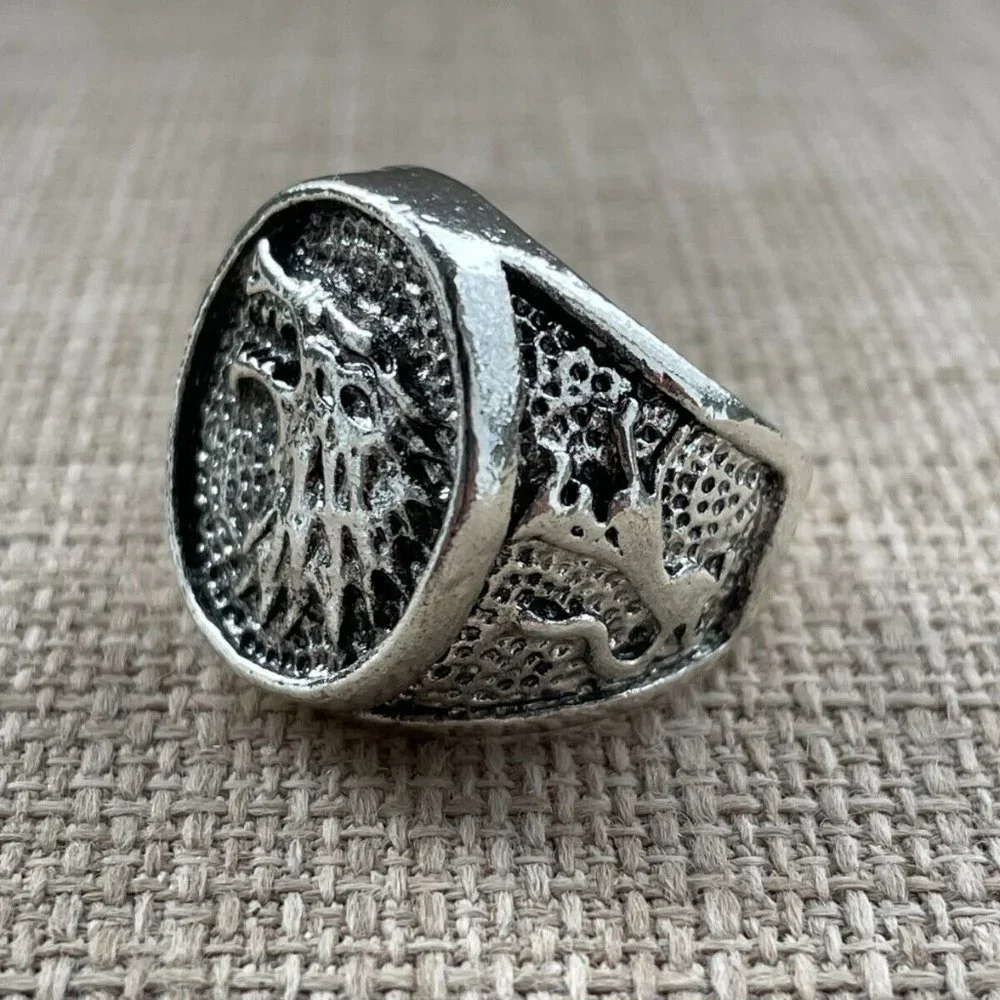 Men Fashion Rings Silver Tone Antique Style Jewelry Unisex Ring Size 7